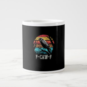 Taza De Café Gigante Cuervo F-Caw-F Atardecer Retro Chiste Pájaro Graci