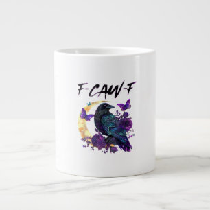 Taza De Café Gigante Cuervo F Caw F Pájaro Divertido Diseño Gótico Luna