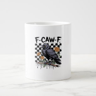 Taza De Café Gigante Cuervo Floral, F-Caw-F Pájaro Divertido FCAWF Luna