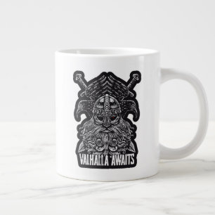 Taza De Café Gigante Cuervos de Odín Mitología vikinga Valhalla espera