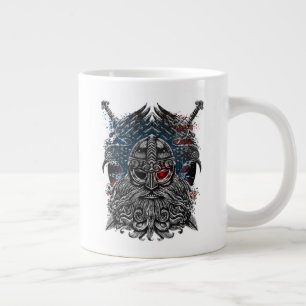 Taza De Café Gigante Cuervos y espadas de Odín Mitología vikinga bander