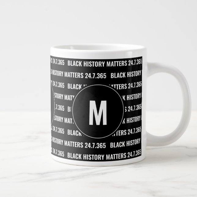 Taza De Café Gigante CUESTIONES DE LA HISTORIA NEGRA DEL Monograma (Derecha)