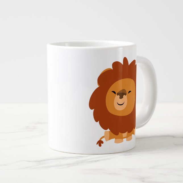Taza De Café Gigante Cuidadosamente Personalizado león jumbo Mug (Derecha)