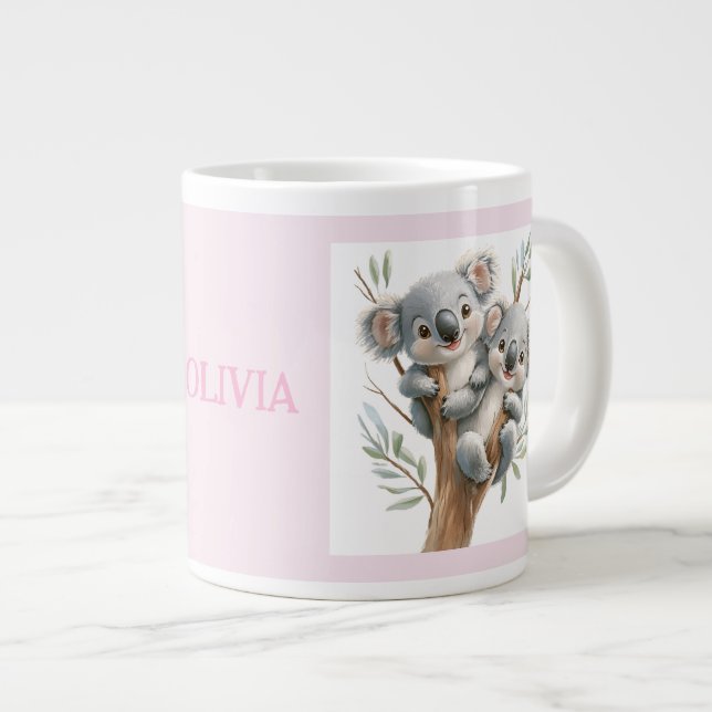 Taza De Café Gigante Cuidando Los Osos De Koala En Árbol, BFF, Personal (Derecha)