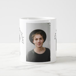 Taza De Café Gigante cumpleaños 20 nombre foto fecha hombre azul blanco