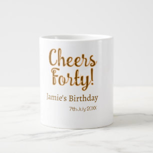 Taza De Café Gigante Cumpleaños cuarenta naranja marrón caligrafía nam