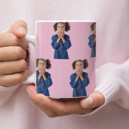 Taza De Café Gigante Cumpleaños de los niños con Collage de fotos rosad