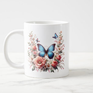 Taza De Café Gigante Cumpleaños Feliz Personalizado Floral Mariposa-962