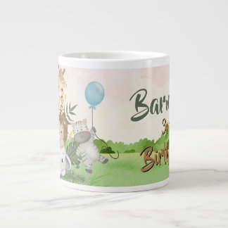 Taza De Café Gigante Cumpleaños personalizado con animales de la selva