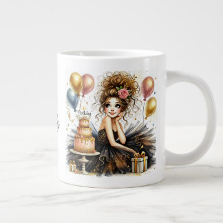 Taza De Café Gigante Cumpleaños Personalizado Hermosa Cumpleañera