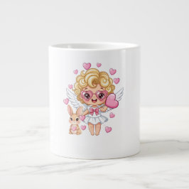 Taza De Café Gigante Cupid and Bunny Dance