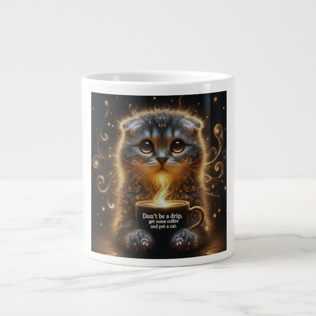 Taza De Café Gigante Cura del café de Gslow Kitty (Frente)