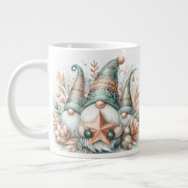 Taza De Café Gigante Curte Whimsical Winter Gnome acuarela Imprimir oro (Izquierda)
