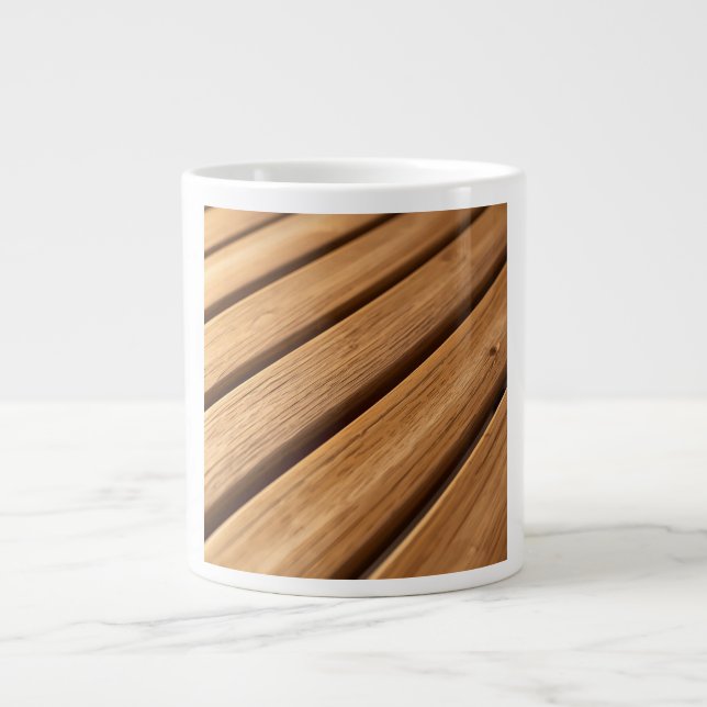 Taza De Café Gigante Curved Oak Live Edge Wood Grain Print (Frente)