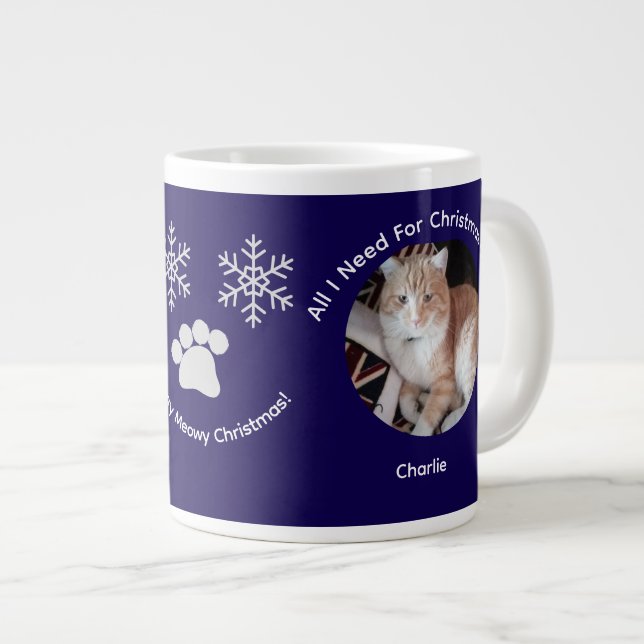 Taza De Café Gigante Custom All I Need Cat Photo Specialty Mug (Derecha)