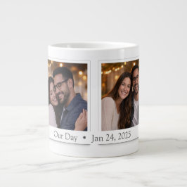 Taza De Café Gigante Custom Double Polaroid Photo Mug with Date
