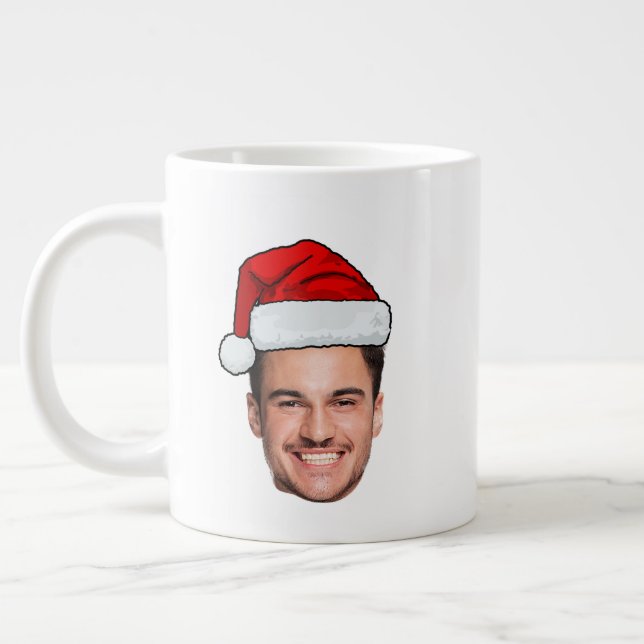 Taza De Café Gigante Custom Face Photo Santa Hat Christmas (Izquierda)