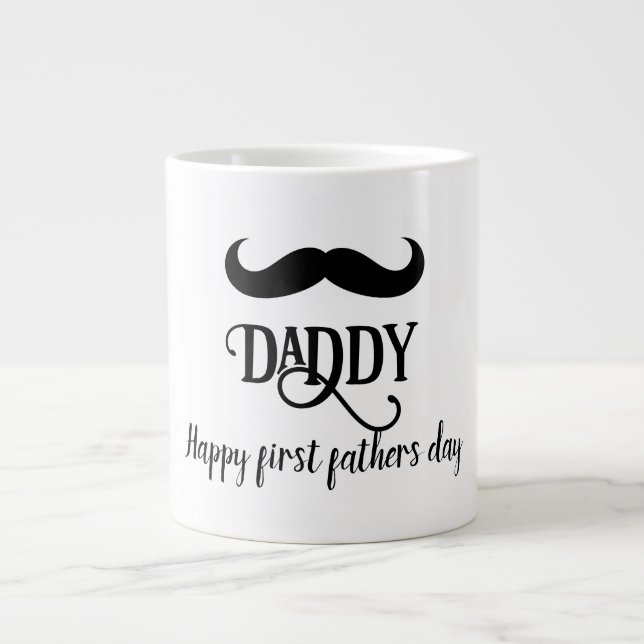 Taza De Café Gigante custom Happy first father's day  (Frente)