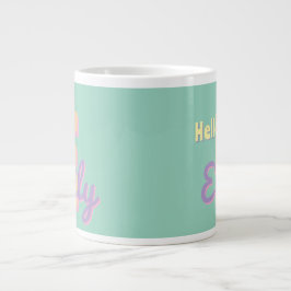 Taza De Café Gigante Custom monogram – purple, blue & Peach