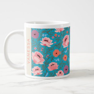Taza De Café Gigante Custom Name Wildflower Floral Cottagecore Personal