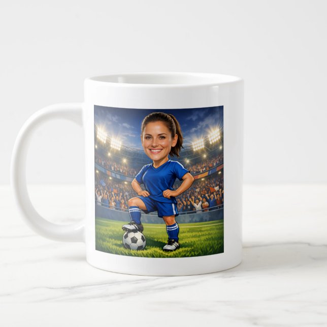 Taza De Café Gigante Custom Photo-Face Soccer/Football Star Caricature (Izquierda)