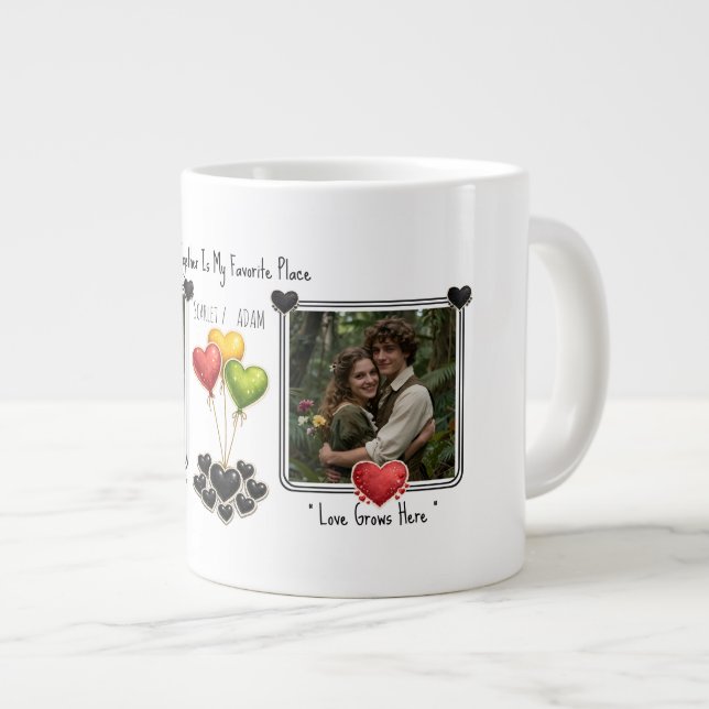 Taza De Café Gigante Custom Photo Online Dating Valentines Coffee  (Derecha)