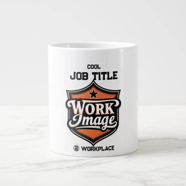 Taza De Café Gigante Custom Photo Personalized Job Title & Workplace  (Frente)