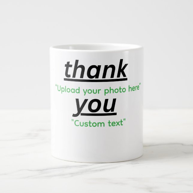 Taza De Café Gigante Custom Text & Upload Your Photo Personalized (Frente)