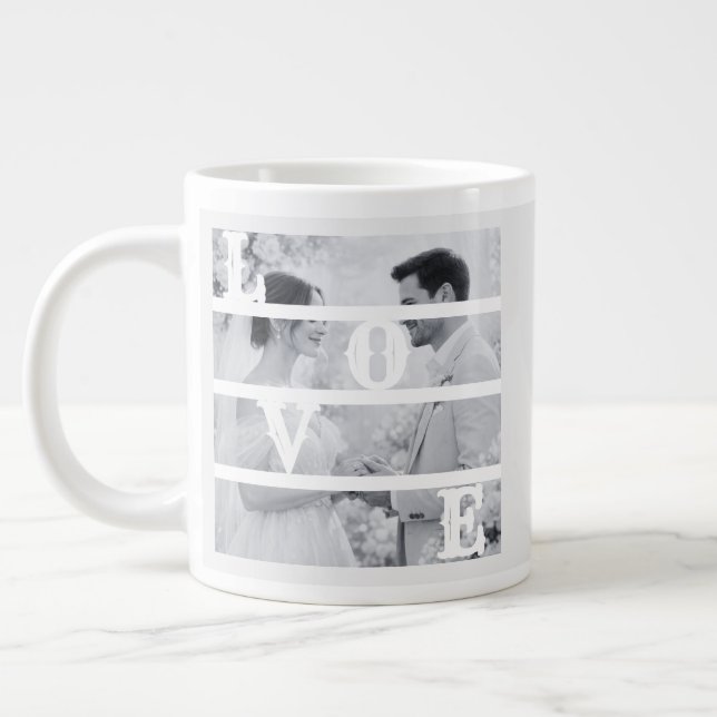 Taza De Café Gigante Custom Wedding Photo "LOVE" (Izquierda)