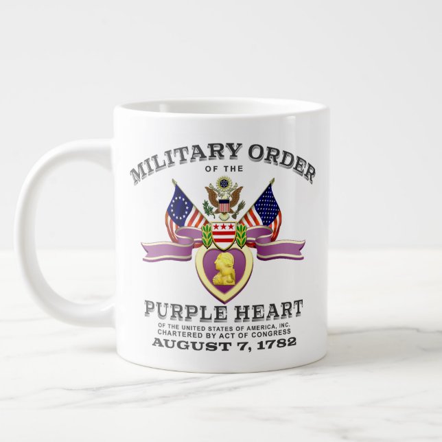 Taza De Café Gigante Customizable Purple Heart Medal 20oz (Izquierda)