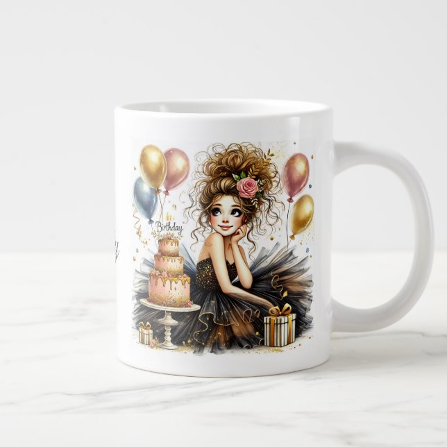 Taza De Café Gigante Customized Beautiful Birthday Girl (Derecha)