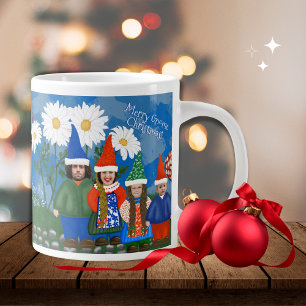 Taza De Café Gigante Cuta Añadir tu foto Gnome Family Feliz Navidad