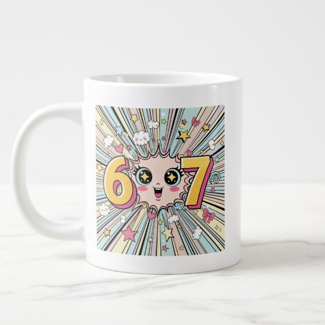 Taza De Café Gigante Cute 6 7 Brainrot Chibi Anime (Izquierda)