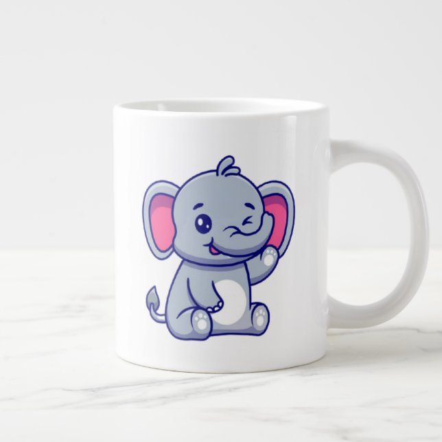 Taza De Café Gigante Cute Baby Elephant Sitting Cartoon-23800 (Derecha)