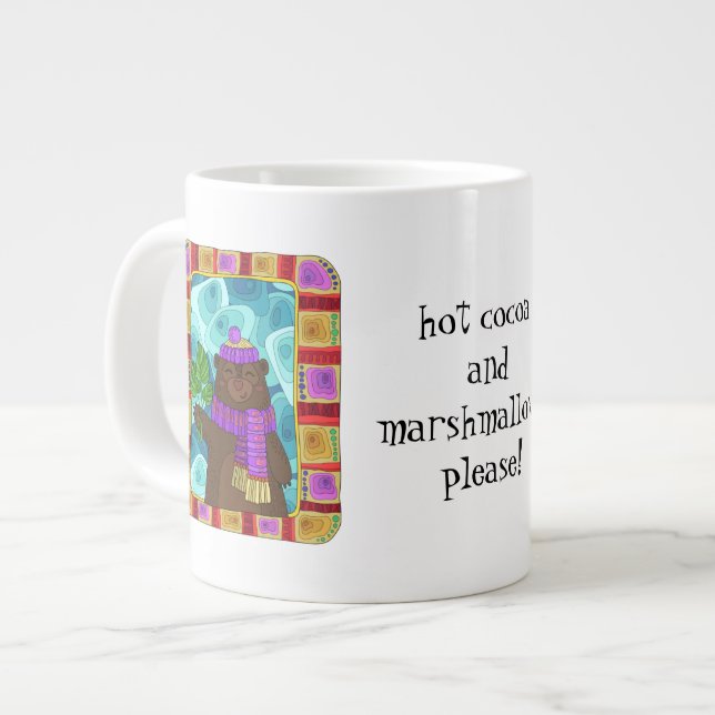 Taza De Café Gigante ¡Cute barba de invierno! ¡Añade tu propio texto! (Izquierda)