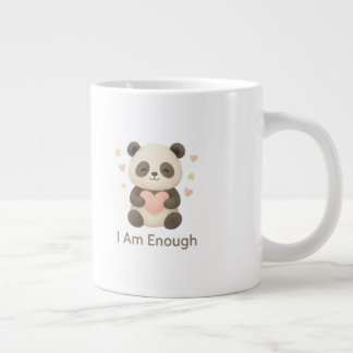 Taza De Café Gigante Cute Bear with Pink Heart — I Am Enough mug