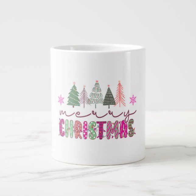 Taza De Café Gigante Cute Boho Xmas Tree Sublimation Design (Frente)