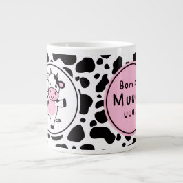 Taza De Café Gigante Cute “Bom Dia Muuuuu” Kawaii Cow Design