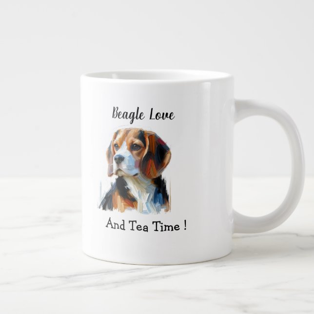 Taza De Café Gigante Cute Brown beagle Personalize (Derecha)