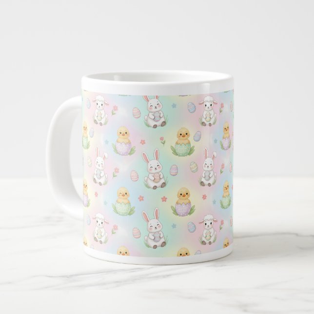 Taza De Café Gigante Cute Bunny Chick & Lamb Easter Pattern (Izquierda)