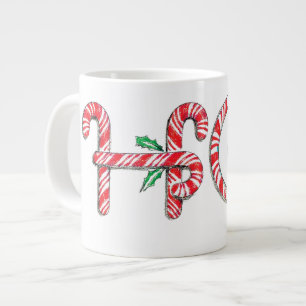 Taza De Café Gigante Cute Candy Cane Text Design con Word HO!