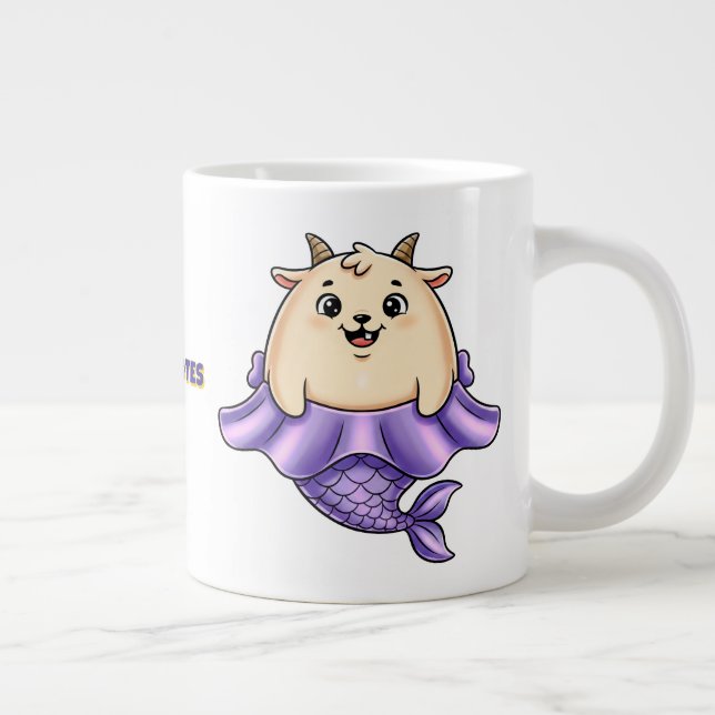 Taza De Café Gigante Cute Capricorn Cartoon – Whimsical Zodiac (Derecha)