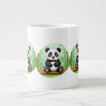 Cute Cartoon Panda en Parche de Bambú
