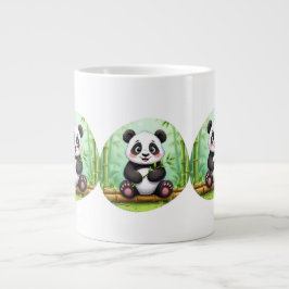 Taza De Café Gigante Cute Cartoon Panda on Bamboo Patch