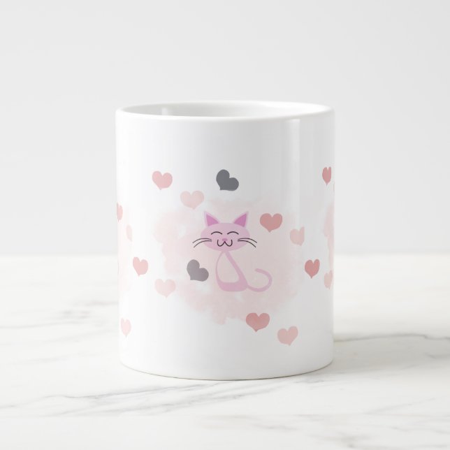 Taza De Café Gigante Cute cat Mug (Frente)