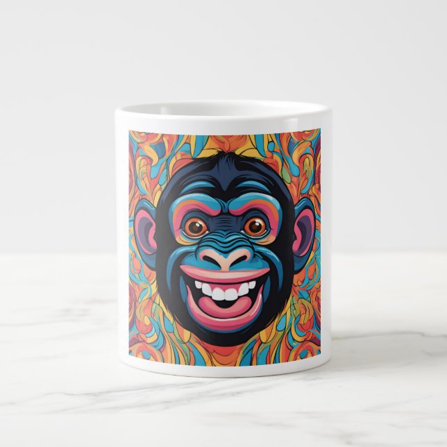 Taza De Café Gigante Cute Crazy Funny Chimpanzee (Frente)