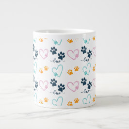 Taza De Café Gigante Cute Dog Lover Paw Prints