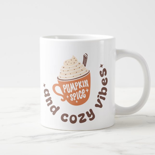Taza De Café Gigante Cute Fall Pumpkin Spice and Cozy vibes  (Derecha)
