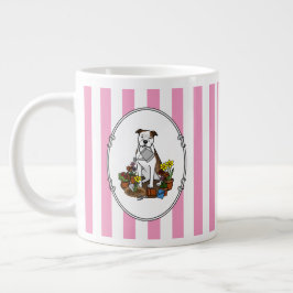 Taza De Café Gigante Cute Flower Gardener Pit Bull (lt romano 3)