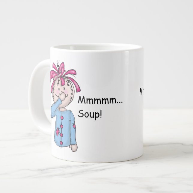 Taza De Café Gigante Cute Folk Art Rag Doll Soup Personalizado (Izquierda)